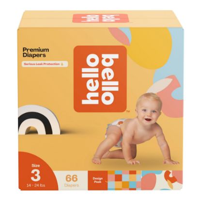 Picture of Hello Bello Premium Diapers Size 3, Honeysuckle Designs, 66ct Club Box, Hypoallergenic and Extra Absorbent