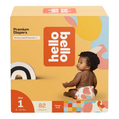 Picture of Hello Bello Premium Diapers Size 1, Honeysuckle Designs, 82ct Club Box, Hypoallergenic and Extra Absorbent