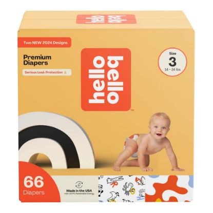 Picture of Hello Bello Premium Diapers Size 3, Capital Critters & Get in The Groove Designs, 66ct Club Box