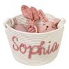 Picture of Personalized Small Woven Basket Custom Cotton RoPersonalized Baby Name Basket, Custom Baby Shower Gift Cotton Rope Basket Diaper Caddy Baby Stuff Organizer Storage Bin for Nursery Essentials (Style C)