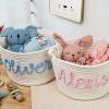 Picture of Personalized Small Woven Basket Custom Cotton RoPersonalized Baby Name Basket, Custom Baby Shower Gift Cotton Rope Basket Diaper Caddy Baby Stuff Organizer Storage Bin for Nursery Essentials (Style C)