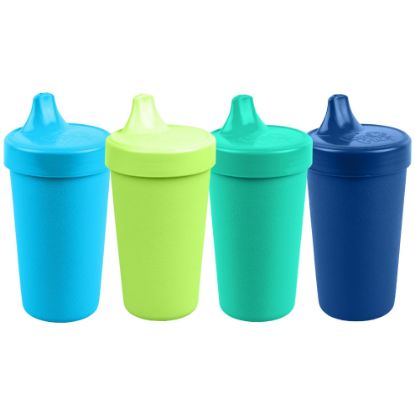 Picture of Re-Play Made in USA 10 Oz. Sippy Cups for Toddlers, Pack of 4 - Reusable Spill Proof Cups for Kids, Dishwasher/Microwave Safe - Hard Spout Sippy Cups for Toddlers 3.13" x 6.25", Under The Sea