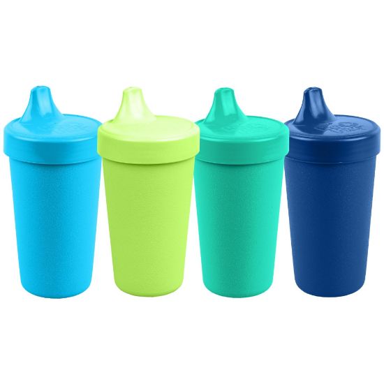 Picture of Re-Play Made in USA 10 Oz. Sippy Cups for Toddlers, Pack of 4 - Reusable Spill Proof Cups for Kids, Dishwasher/Microwave Safe - Hard Spout Sippy Cups for Toddlers 3.13" x 6.25", Under The Sea