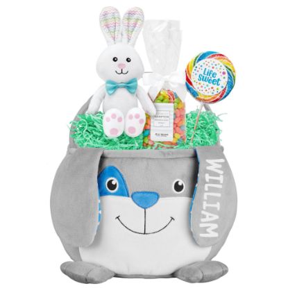 Picture of Let's Make Memories Personalized Easter Basket for Kids - For Boys and Girls - Plush Furry Critter - Custom Name - Fillable - With Optional Easter Basket Stuffers - Dog