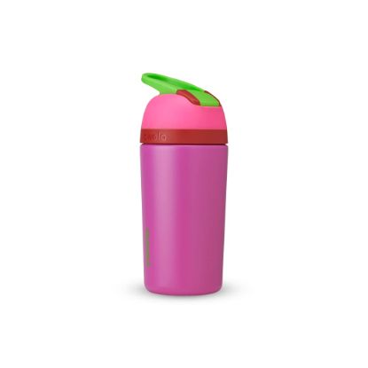 Picture of Owala Kids Flip Insulated Stainless-Steel Water Bottle with Straw and Locking Lid, 14-Ounce, Pink/Purple (All the Berries)