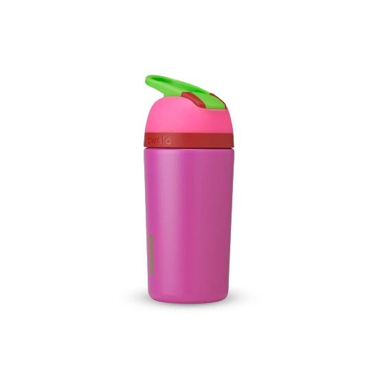 Picture of Owala Kids Flip Insulated Stainless-Steel Water Bottle with Straw and Locking Lid, 14-Ounce, Pink/Purple (All the Berries)