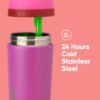 Picture of Owala Kids Flip Insulated Stainless-Steel Water Bottle with Straw and Locking Lid, 14-Ounce, Pink/Purple (All the Berries)