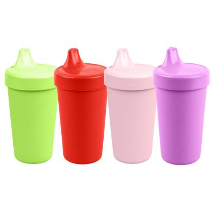 Picture of Re-Play Made in USA 10 Oz. Sippy Cups for Toddlers, Pack of 4 - Reusable Spill Proof Cups for Kids, Dishwasher/Microwave Safe - Hard Spout Sippy Cups for Toddlers 3.13" x 6.25", Grinchmas