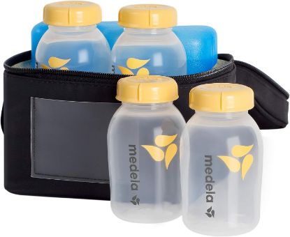 Picture of Medela Breast Milk Storage Cooler Bag with Contoured Ice Pack, 4 Bottles and Lids, Convenient Breastmilk Transport