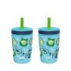 Picture of Zak Designs Kelso 15 oz Tumbler 2pc Set, (Campout) Leak-Proof Screw-On Lid with Straw Made of Durable Plastic and Silicone, Perfect Cup Bundle for Kids