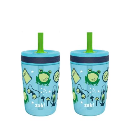 Picture of Zak Designs Kelso 15 oz Tumbler 2pc Set, (Campout) Leak-Proof Screw-On Lid with Straw Made of Durable Plastic and Silicone, Perfect Cup Bundle for Kids