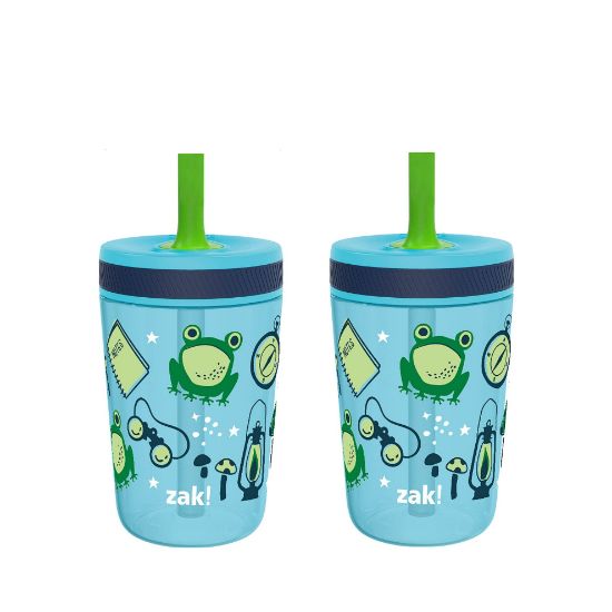 Picture of Zak Designs Kelso 15 oz Tumbler 2pc Set, (Campout) Leak-Proof Screw-On Lid with Straw Made of Durable Plastic and Silicone, Perfect Cup Bundle for Kids