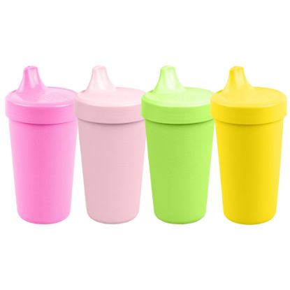 Picture of Re-Play Made in USA 10 Oz. Sippy Cups for Toddlers, Pack of 4 - Reusable Spill Proof Cups for Kids, Dishwasher/Microwave Safe - Hard Spout Sippy Cups for Toddlers 3.13" x 6.25", Tulip