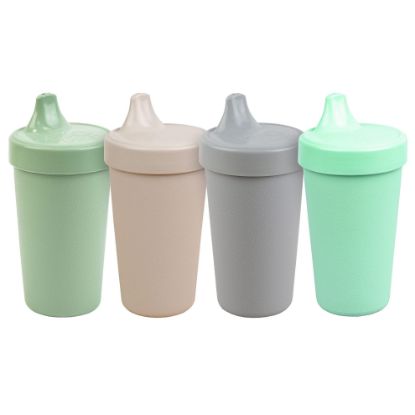 Picture of Re-Play Made in USA 10 Oz. Sippy Cups for Toddlers, Pack of 4 - Reusable Spill Proof Cups for Kids, Dishwasher/Microwave Safe - Hard Spout Sippy Cups for Toddlers 3.13" x 6.25", Sage Brush