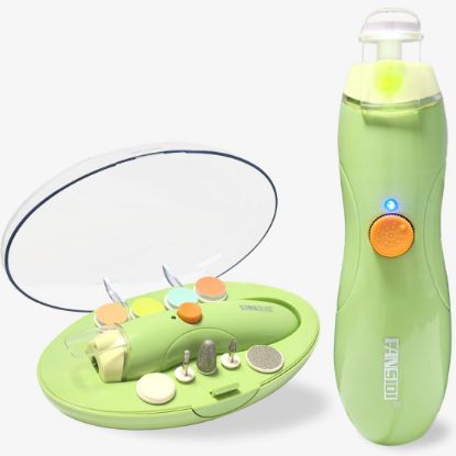 Picture of Rechargeable Baby Nail Trimmer, FANSIDI Baby Nail File Safe Baby Nail Filer Electric with 13 Replacement Pads, Trim Polish Grooming Kit for Newborn Infant Toddler or Adults Toes Fingernails Care