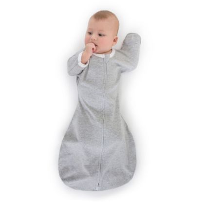 Picture of SwaddleDesigns Transitional Swaddle Sack, Arms Up Half-Length Sleeves & Mitten Cuffs, Swaddle for Newborn Transition to Baby Sleep Sack Wearable Blanket, Medium, 3-6 Month, 14-21 lb, Heathered Gray