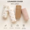 Picture of Konssy Muslin Baby Lounger Cover 2 Pack, 100% Cotton Newborn Lounger Cover, Soft and Breathable Baby Nest Slipcover for Boys Girls (Pink, Floral)