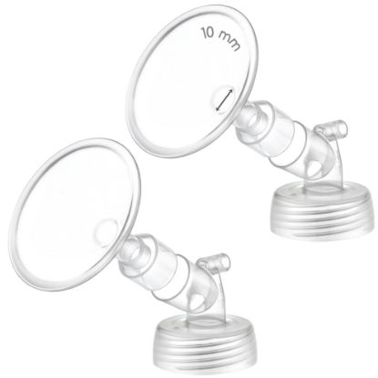 Picture of 2X 10 mm Maymom Two-Piece Wide Neck Pump Parts for Spectra S1/S2 Pumps; Incl Wide Mouth Flanges; Not Original Spectra Flange