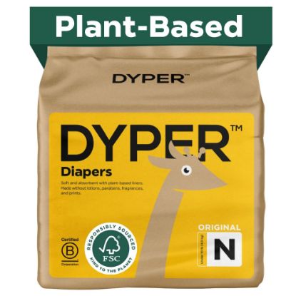 Picture of DYPER - Baby Diapers Hypoallergenic Cloth Alternative Day & Overnight Protection - Made with Plant-Based* & Honest Ingredients - Size 0 (34 Count)
