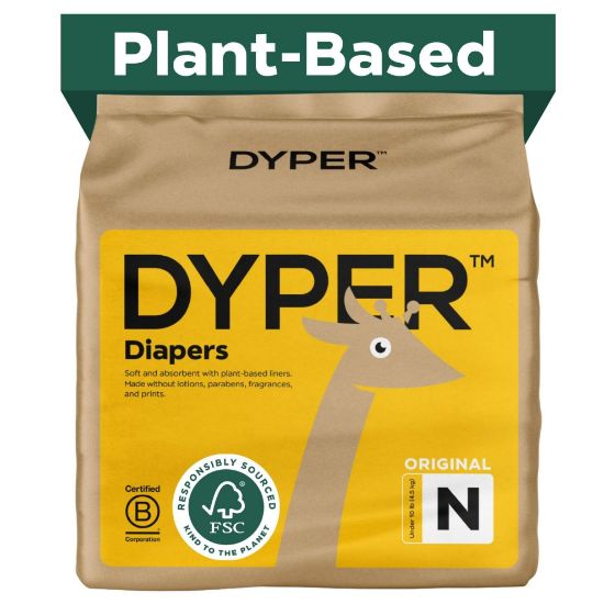 Picture of DYPER - Baby Diapers Hypoallergenic Cloth Alternative Day & Overnight Protection - Made with Plant-Based* & Honest Ingredients - Size 0 (34 Count)
