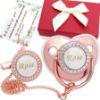 Picture of Personalized Pacifier Set with Name, BPA Free, Bling Gold Silver Pink Rose Gold Luxurious Ideal Gift for Newborns (Rose Gold)