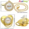 Picture of Personalized Pacifier Set with Name, BPA Free, Bling Gold Silver Pink Rose Gold Luxurious Ideal Gift for Newborns (Rose Gold)