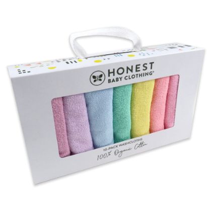 Picture of HonestBaby 10-Pack Organic Cotton Baby-Terry Wash Cloths, Rainbow Pinks, One Size