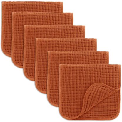 Picture of Comfy Cubs Muslin Burp Cloths 20" x 10", Pack of 6 - Large, 6-Layer, Ultra Absorbent 100% Cotton for Baby Drool and Messes - Soft, Safe & Gentle Baby Burp Cloths Set for Boys & Girls - Garnet