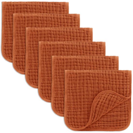 Picture of Comfy Cubs Muslin Burp Cloths 20" x 10", Pack of 6 - Large, 6-Layer, Ultra Absorbent 100% Cotton for Baby Drool and Messes - Soft, Safe & Gentle Baby Burp Cloths Set for Boys & Girls - Garnet