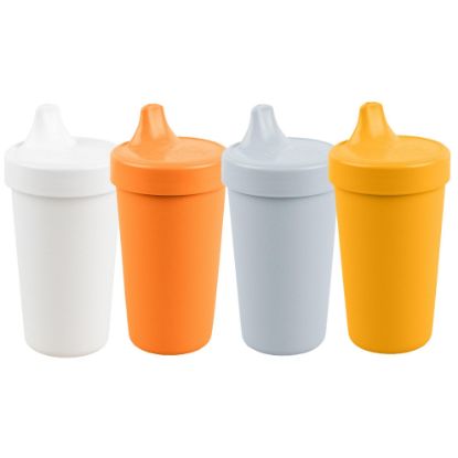 Picture of Re-Play Made in USA 10 Oz. Sippy Cups for Toddlers, Pack of 4 - Reusable Spill Proof Cups for Kids, Dishwasher/Microwave Safe - Hard Spout Sippy Cups for Toddlers 3.13" x 6.25", Modern Orange