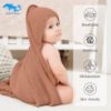 Picture of SWEET DOLPHIN Muslin Hooded Baby Bath Towels - 2 Pack 100% Cotton Towel for Babies, Infants, Toddlers - 32x32Inch - Highly Absorbent and Newborn Essential, Light Bean Paste