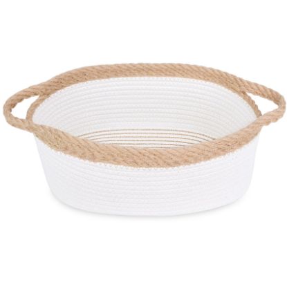 Picture of ABenkle Small Basket with Handles - Decorative Durable Rope Woven Storage Bin Shelf Storage Organizer Cube, Easter Baby Gift Basket, 12"x8"x5"