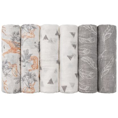 Picture of GLLQUEN BABY Receiving Blanket Boy Cotton Muslin Swaddle Blankets Girl Newborn Squares Breathable & Soft Thin Baby Blankets Cloths Double Absorbent Infant Swaddling Wrap - 6 Pack(Jungle)