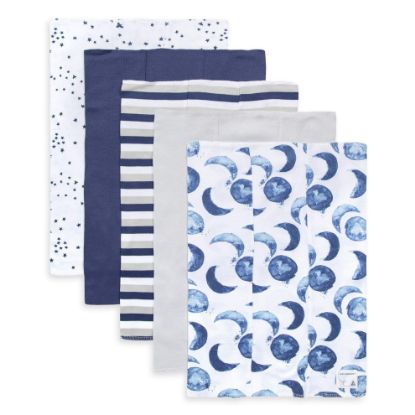 Picture of Burts Bees Baby Infant Burp Cloths, 100% Organic Cotton Extra Absorbent Soft Fabric Drool Cloths, 5-Pack Newborn Must-Have Essential Large Burping Cloths, One Size 17 x 11.75 Inches
