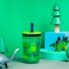 Picture of Zak Designs Kelso 15 oz Tumbler Set, (Dino Camo) Leak-Proof Screw-On Lid with Straw Made of Durable Plastic and Silicone, Perfect Cup Bundle for Kids (2pc Set)