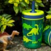 Picture of Zak Designs Kelso 15 oz Tumbler Set, (Dino Camo) Leak-Proof Screw-On Lid with Straw Made of Durable Plastic and Silicone, Perfect Cup Bundle for Kids (2pc Set)