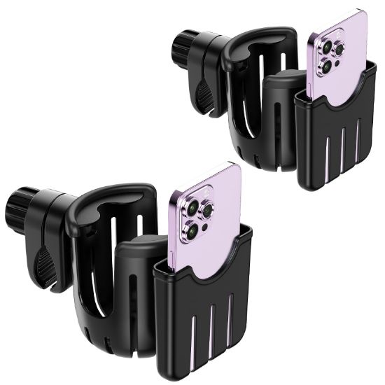 Picture of Guiseapue 2 Packs Stroller Cup Holder, Universal Cup Holder for Stroller, Bike, Wheelchair, Walker, Scooter, Stroller Accessories for Uppababy, Nuna, Bugaboo, Doona, Gifts for Women, Mom, Men