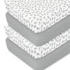 Picture of Crib Sheets 4 Pack for Baby Boys & Girls, Neutral Crib Sheet Fitted 52'' x 28'' for Standard Crib & Toddler Mattress, Ultra Soft Material Baby Sheet, Grey Leaf