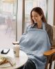 Picture of Blissful Diary Muslin Nursing Cover for Breastfeeding, Breathable Breastfeeding Cover up with Arch Neckline for Women, Nursing Apron(Light Blue)