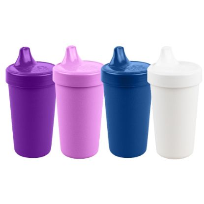 Picture of Re-Play Made in USA 10 Oz. Sippy Cups for Toddlers, Pack of 4 - Reusable Spill Proof Cups for Kids, Dishwasher/Microwave Safe - Hard Spout Sippy Cups for Toddlers 3.13" x 6.25", Violet