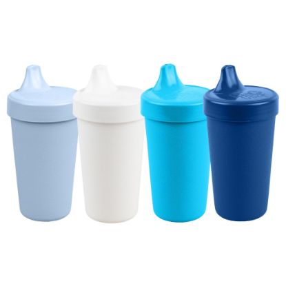 Picture of Re-Play Made in USA 10 Oz. Sippy Cups for Toddlers, Pack of 4 - Reusable Spill Proof Cups for Kids, Dishwasher/Microwave Safe - Hard Spout Sippy Cups for Toddlers 3.13" x 6.25", Wave