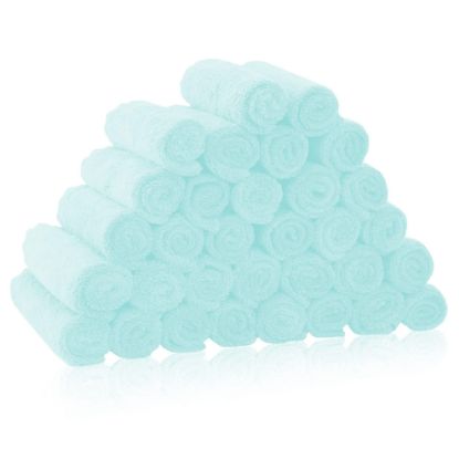 Picture of 32 Pack Baby Washcloths - Coral Fleece - Absorbent and Soft Wash Clothes for Newborns, Infants and Toddlers Baby boy and girl - Suitable for Sensitive Skin and New Born - Frozen Blue, 10x10 Inch