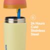 Picture of Owala Kids Flip Insulated Stainless-Steel Water Bottle with Straw and Locking Lid, 14-Ounce, Orange/Yellow (Misty Horizon)