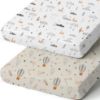 Picture of BROLEX Baby Fitted Crib Sheets: Kid Crib Sheets - Set of 2 for Toddler Standard Size Crib Mattress for Boys and Girls - Jersey Knit Crib Bed Sheets Starsmoon Balloon