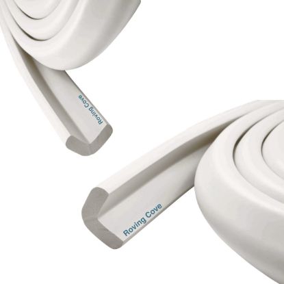 Picture of Roving Cove HeftyFit Edge Protector for Baby Proofing (12ft Large Edge Only), Heavy-Duty Soft Furniture Edge Bumper Guards, Desk Edge Cushion, Wall Corner Covers, 3M Adhesive, Oyster White (Off White)
