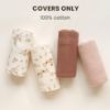Picture of Konssy Muslin Baby Lounger Cover 2 Pack, 100% Cotton Newborn Lounger Cover, Soft and Breathable Baby Nest Slipcover for Boys Girls (Chestnut, Posy)