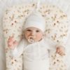 Picture of Konssy Muslin Baby Lounger Cover 2 Pack, 100% Cotton Newborn Lounger Cover, Soft and Breathable Baby Nest Slipcover for Boys Girls (Chestnut, Posy)