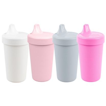 Picture of Re-Play Made in USA 10 Oz. Sippy Cups for Toddlers, Pack of 4 - Reusable Spill Proof Cups for Kids, Dishwasher/Microwave Safe - Hard Spout Sippy Cups for Toddlers 3.13" x 6.25", Modern Blush