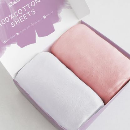Picture of Bassinet Sheets Fit for Cowiewie, Ronbei, Papablic 2-in-1 Bonni and Cuddor Bassinet Bedside Sleeper,100% Cotton, 2 Pack, Ultra Soft Bassinet Sheet, White and Pink