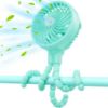 Picture of GUSGU Stroller Fan Clip on for Baby, Flexible Tripod & Rechargeable Battery, Small Personal Fan, Mini Portable Fan for Travel, Handheld, Car (Green)